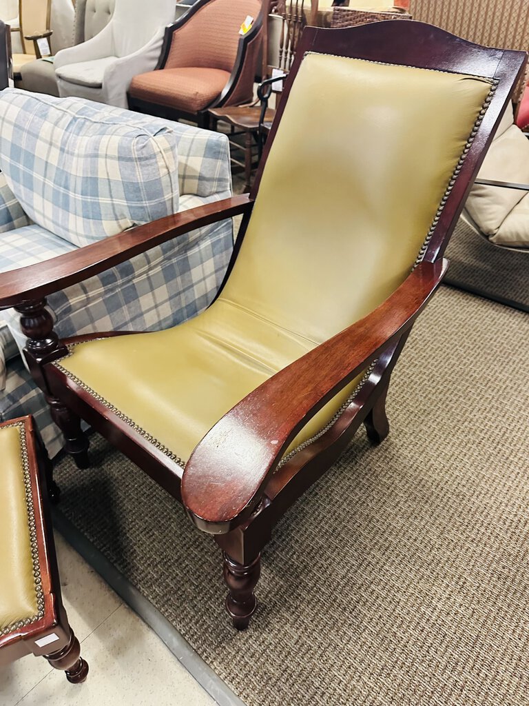 Plantation Leather Chair With Ottoman