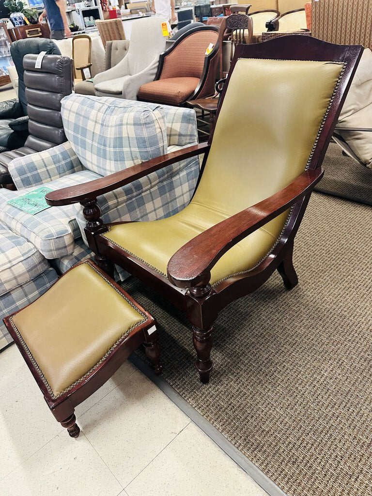 Plantation Leather Chair With Ottoman