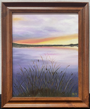 M. Thomas Sea Grass Sunset Oil on Canvas