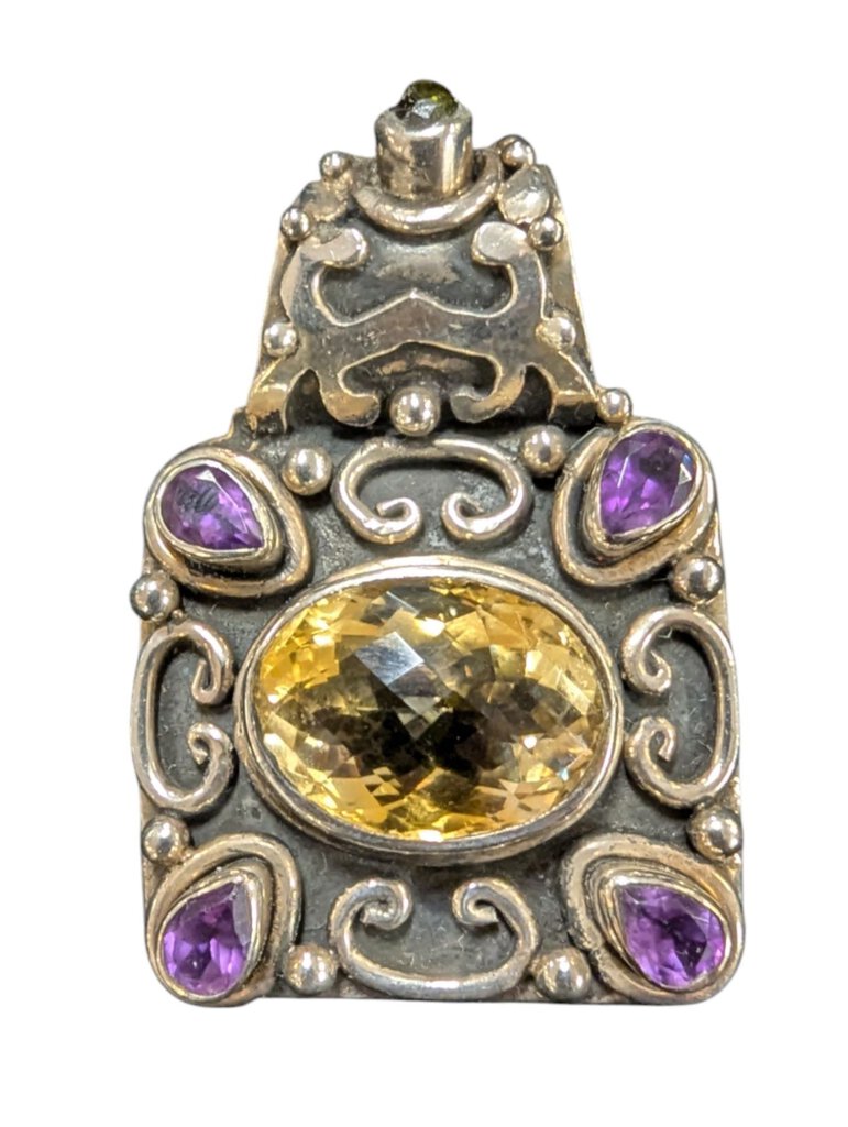 Silver Citrine Amethyst Topaz Pendant