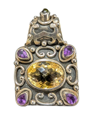 Silver Citrine Amethyst Topaz Pendant