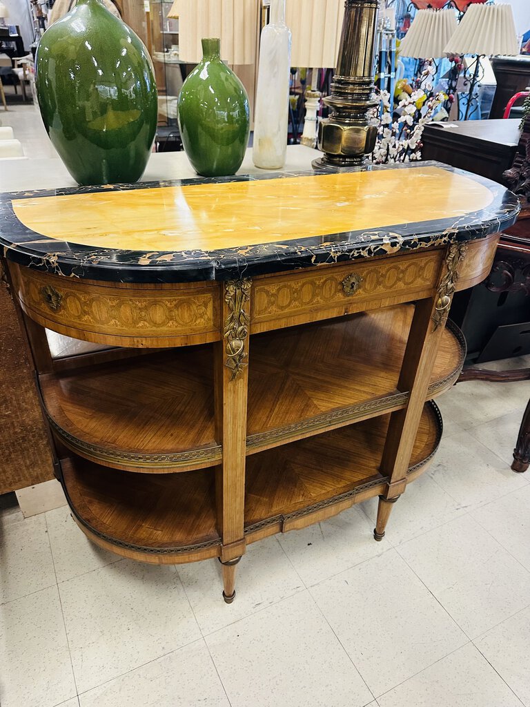 Louis XV Style Marquetry & Ormolu Console Table