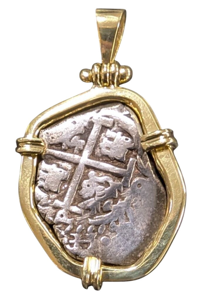 1696 Potosi VR Carlos II Reel Coin 18KGold Bezel by Miss Daisy's Consignment & Auction House