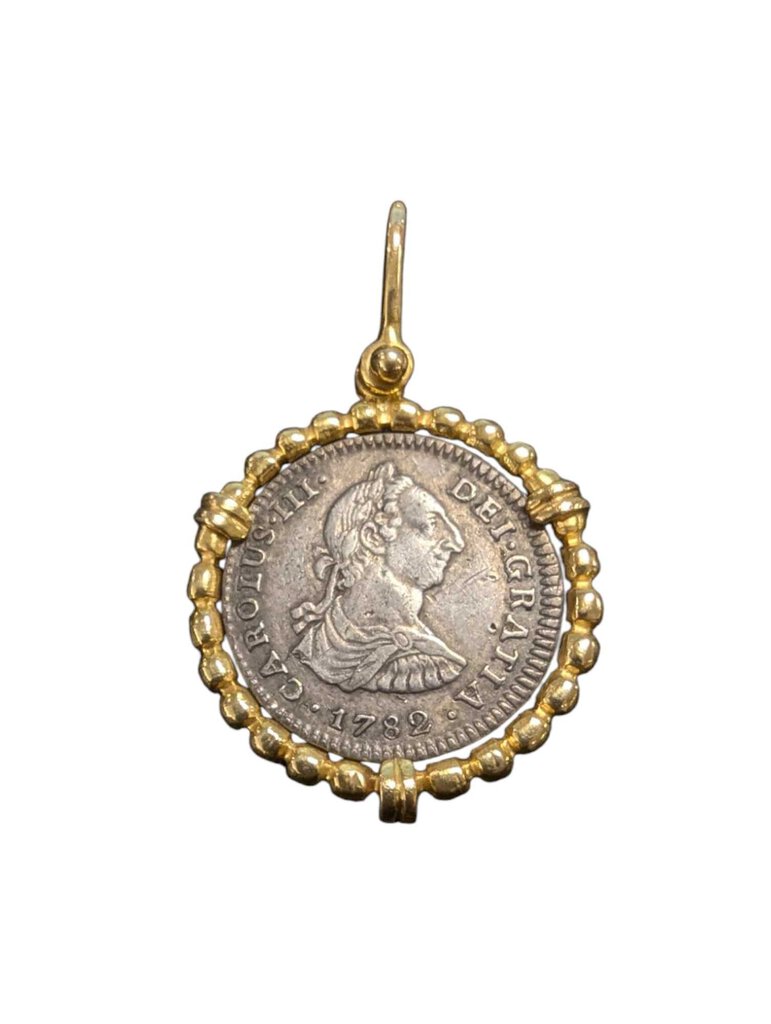 1782M*FF 1 Real Coin w/ Gold Pendant 18k