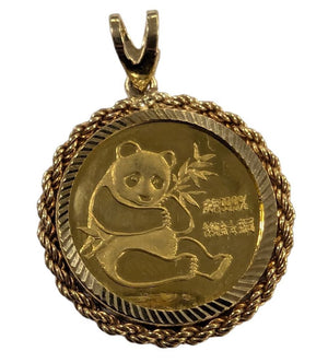 1982 14K 1/4 oz Gold Chinese Panda Coin 14K Bezel