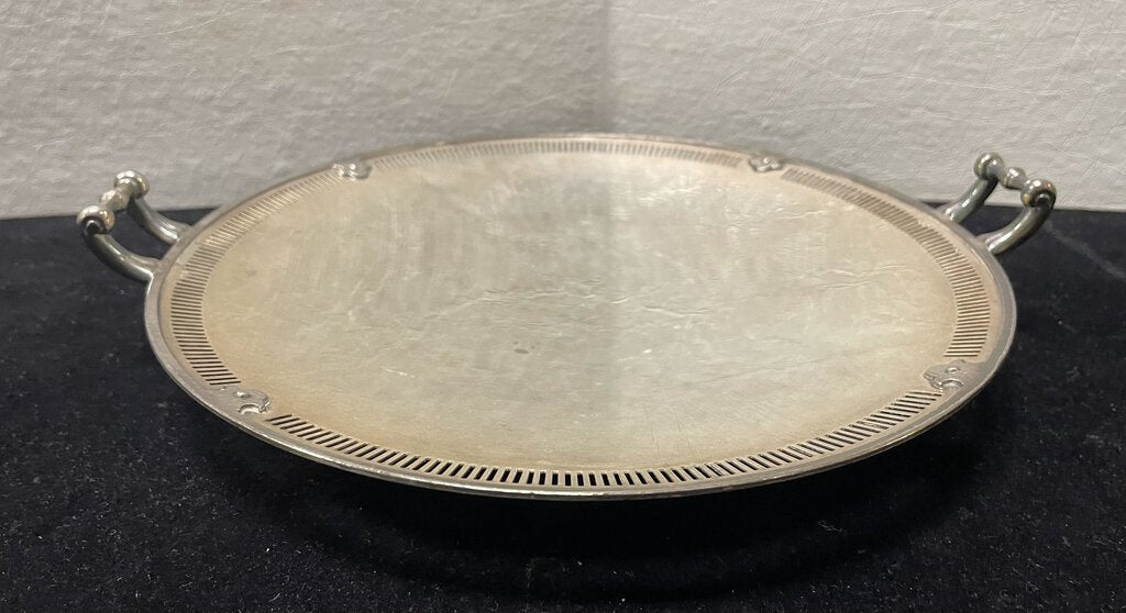 Vintage Wilcox Silver Plate Co. Handled Hammered Edge Footed Dish W.M. Mounts 7025N