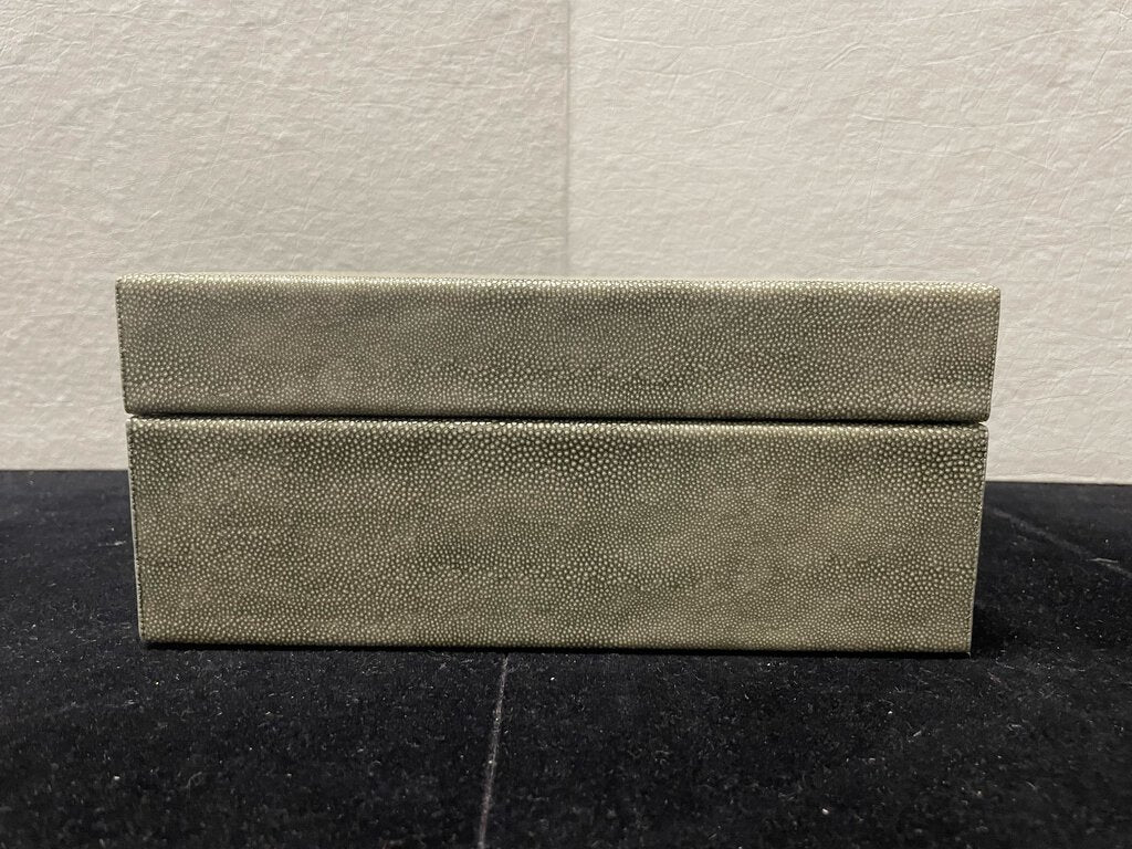 Zodax Moorea Grey Shagreen Tan Leather Interior Trinket Box