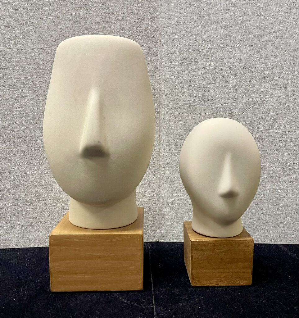 Vintage Ikea Nagon Bisque Cycladic Head Sculptures (PAIR)