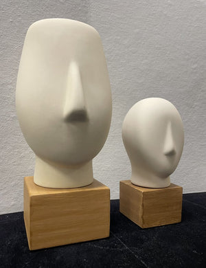 Vintage Ikea Nagon Bisque Cycladic Head Sculptures (PAIR)