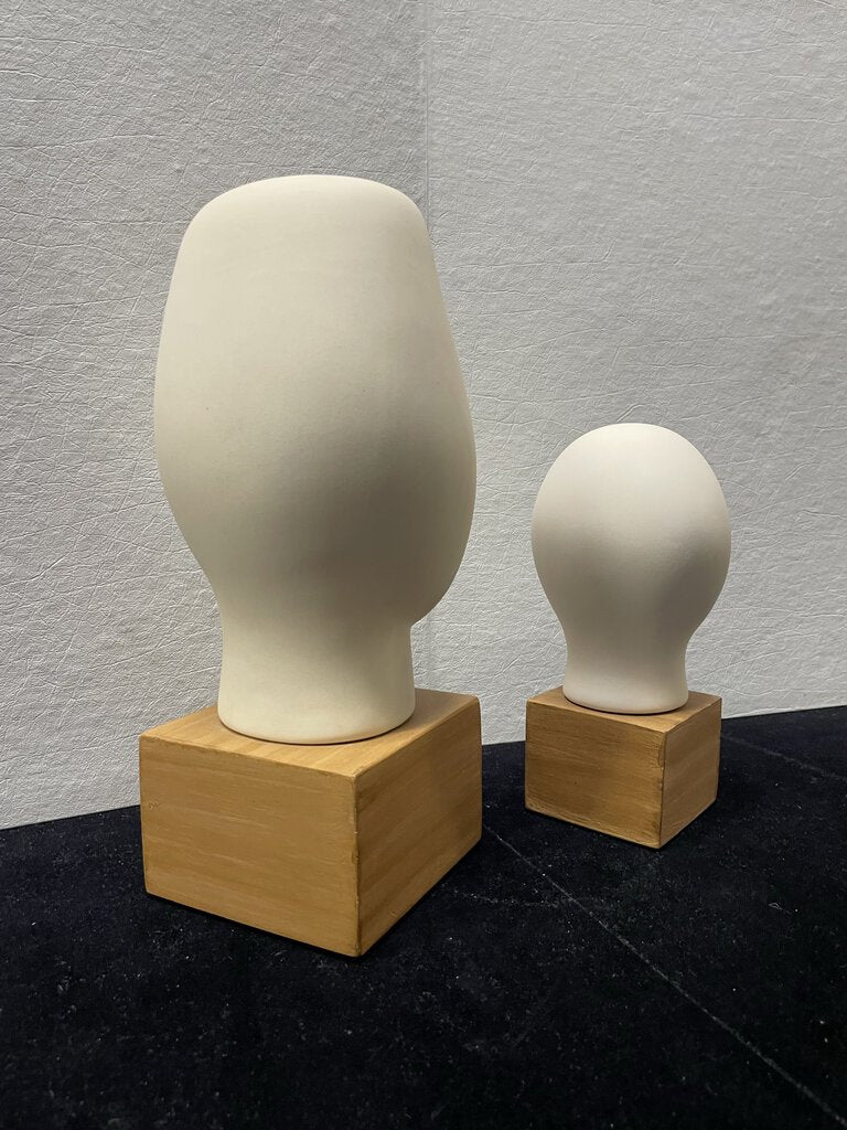 Vintage Ikea Nagon Bisque Cycladic Head Sculptures (PAIR)