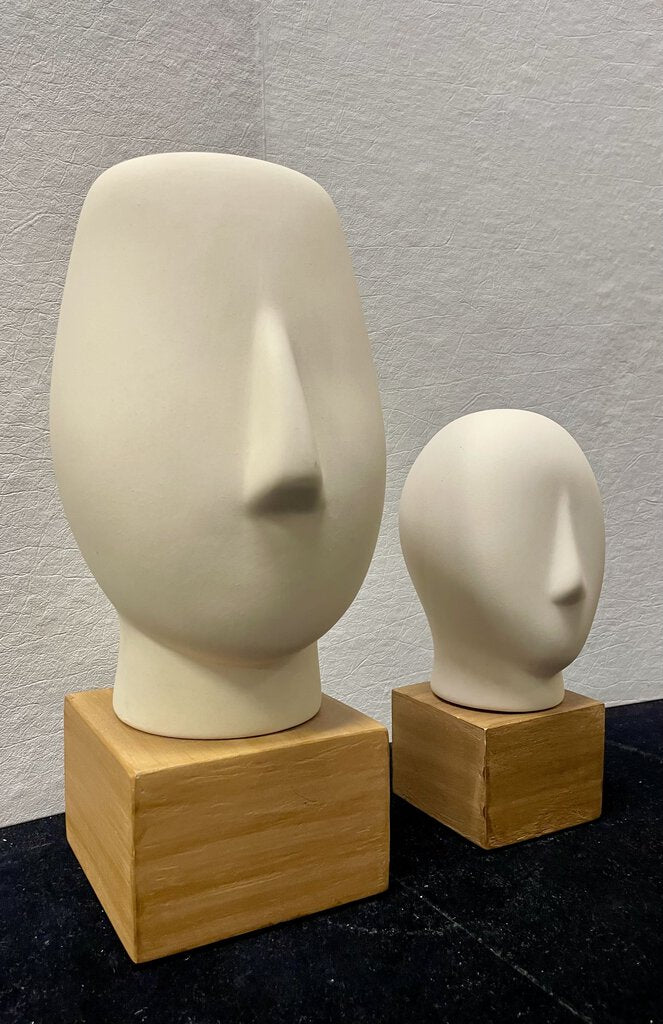 Vintage Ikea Nagon Bisque Cycladic Head Sculptures (PAIR)