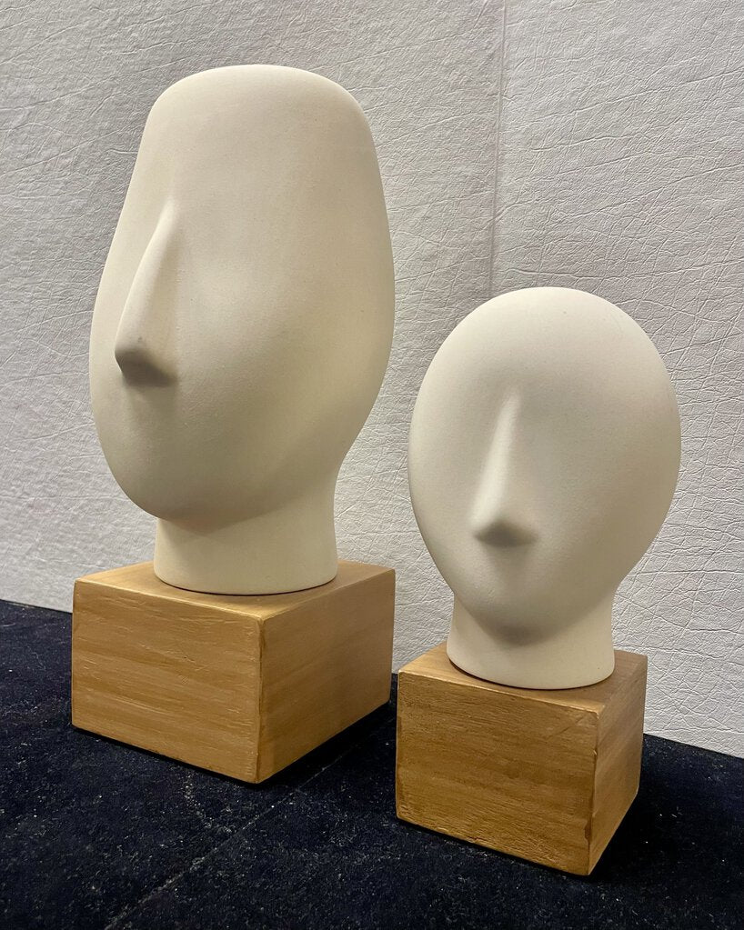 Vintage Ikea Nagon Bisque Cycladic Head Sculptures (PAIR)