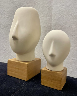 Vintage Ikea Nagon Bisque Cycladic Head Sculptures (PAIR)