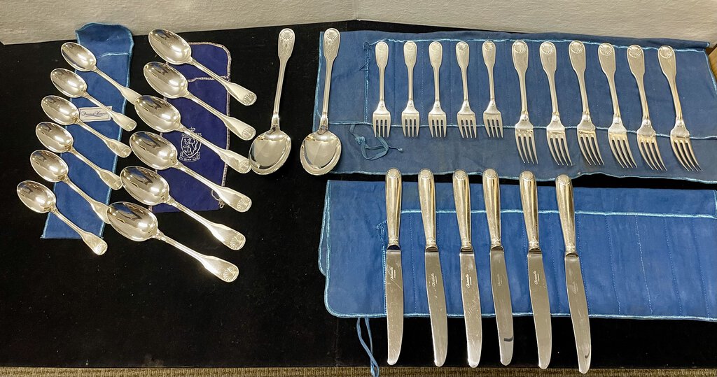 Christofle Vendome Silver plate Flatware Set 31pcs in Tarnish Bags