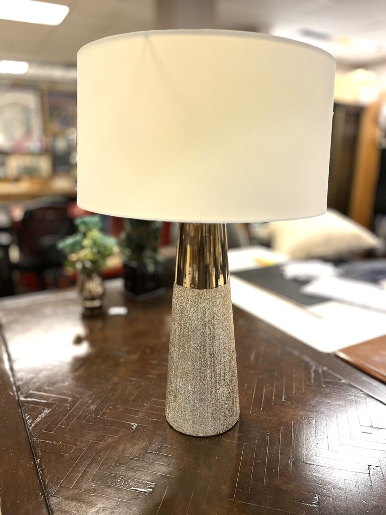 Rose Gold Flared Base Barrel Shade Table Lamp