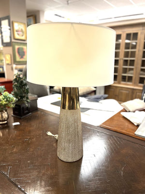 Rose Gold Flared Base Barrel Shade Table Lamp