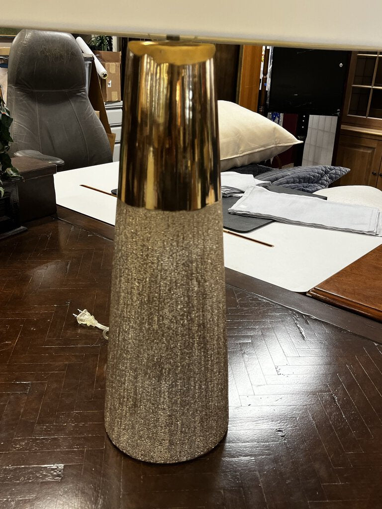 Rose Gold Flared Base Barrel Shade Table Lamp