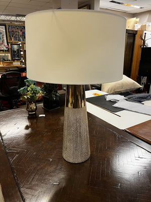 Rose Gold Flared Base Barrel Shade Table Lamp