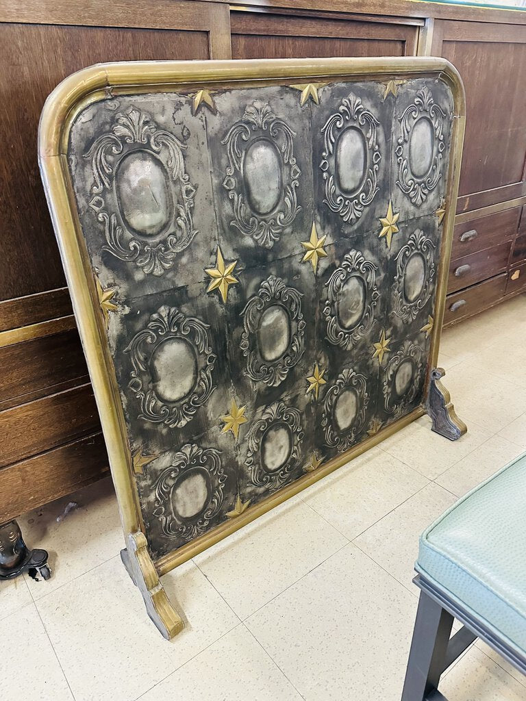 Tole Tin Relief Fireplace Screen 37x37