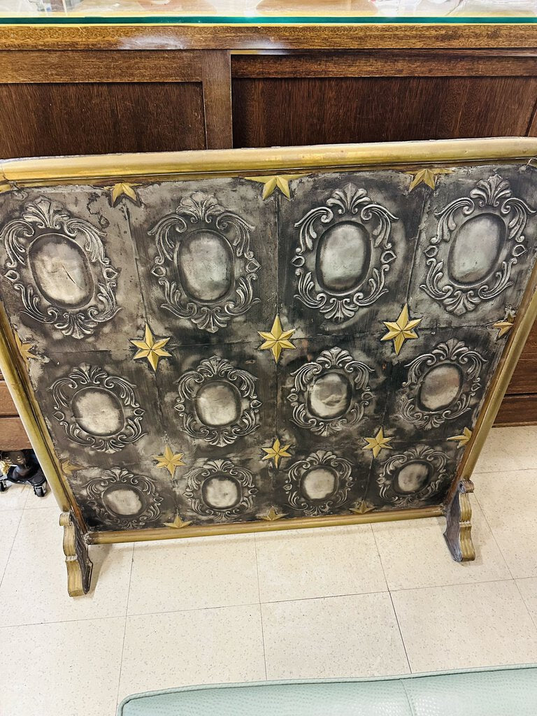 Tole Tin Relief Fireplace Screen 37x37