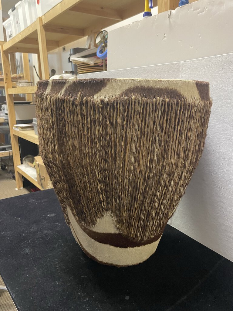 African Zebra Skin Double Headed Drum (Decor Only)