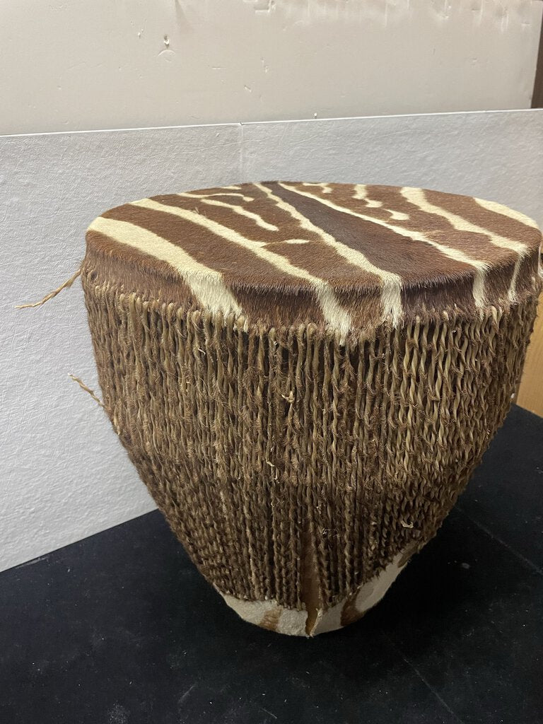 African Zebra Skin Double Headed Drum (Decor Only)