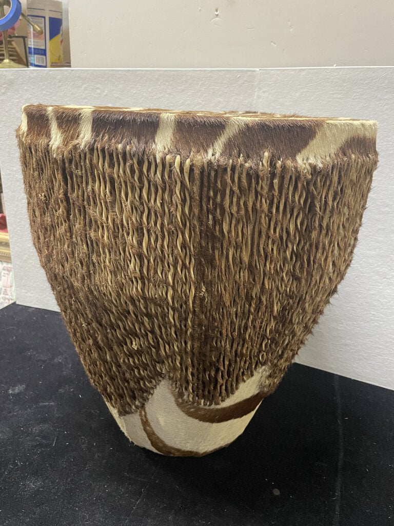 African Zebra Skin Double Headed Drum (Decor Only)