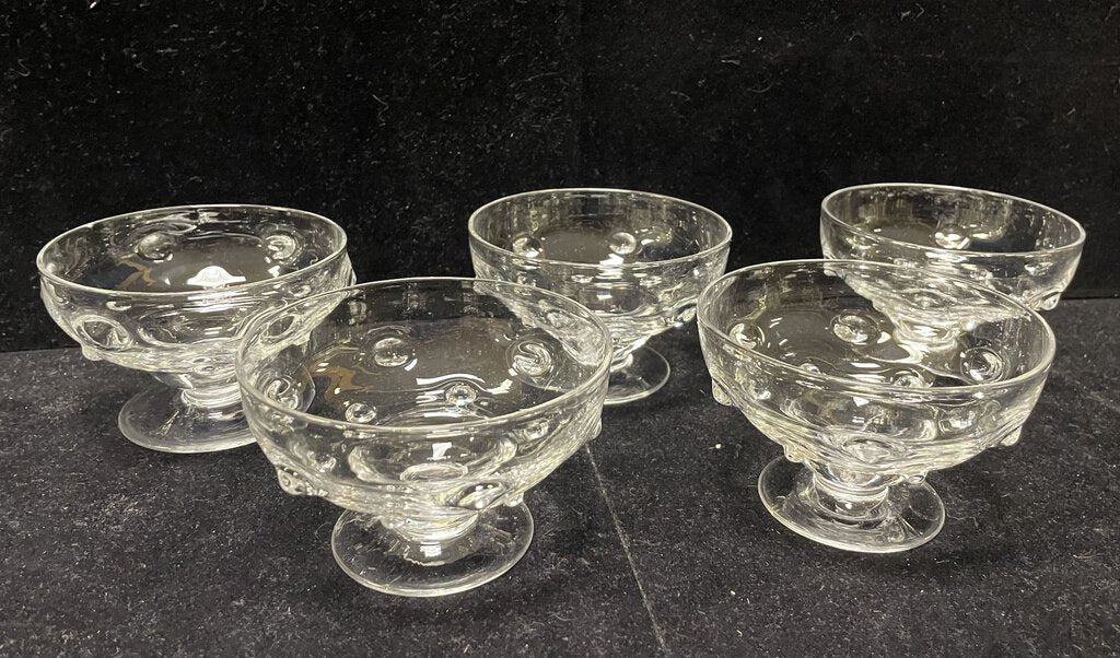 Vintage Thomas Webb England Bullseye Clear Sundae Dish Coupe (5 Pcs)