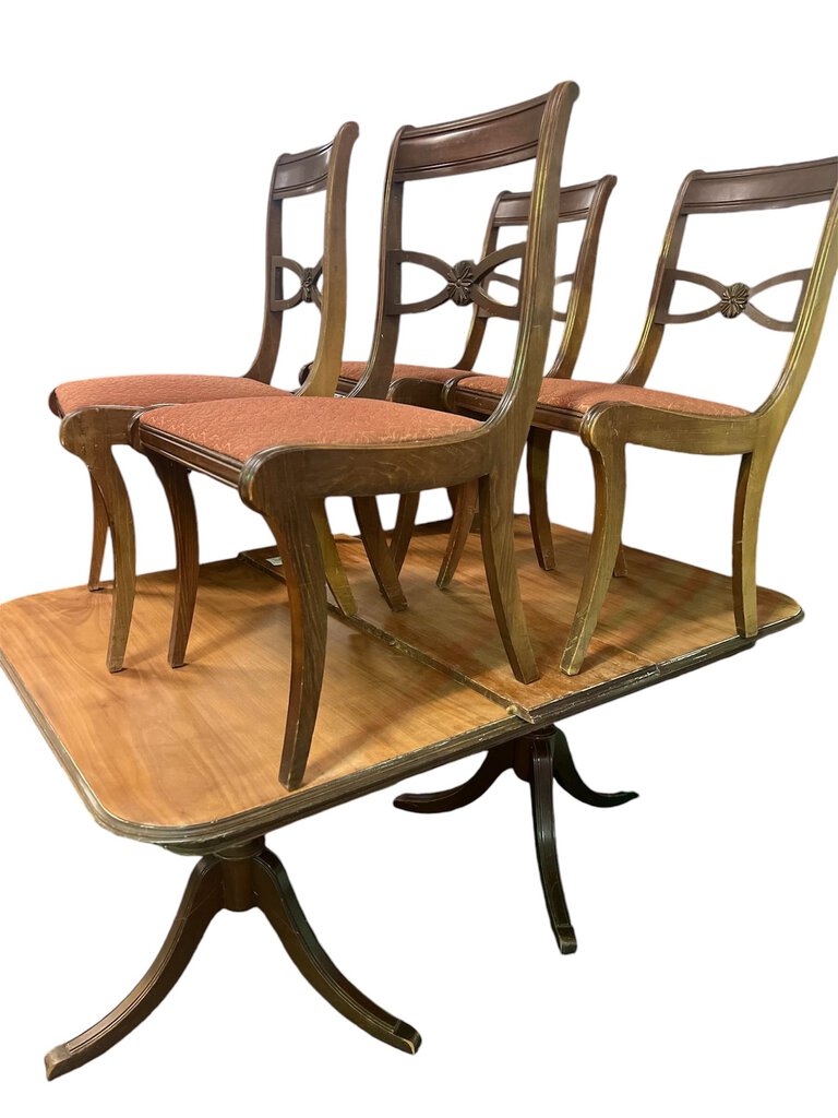 Dining Table +12" Leaf + 4 Chairs