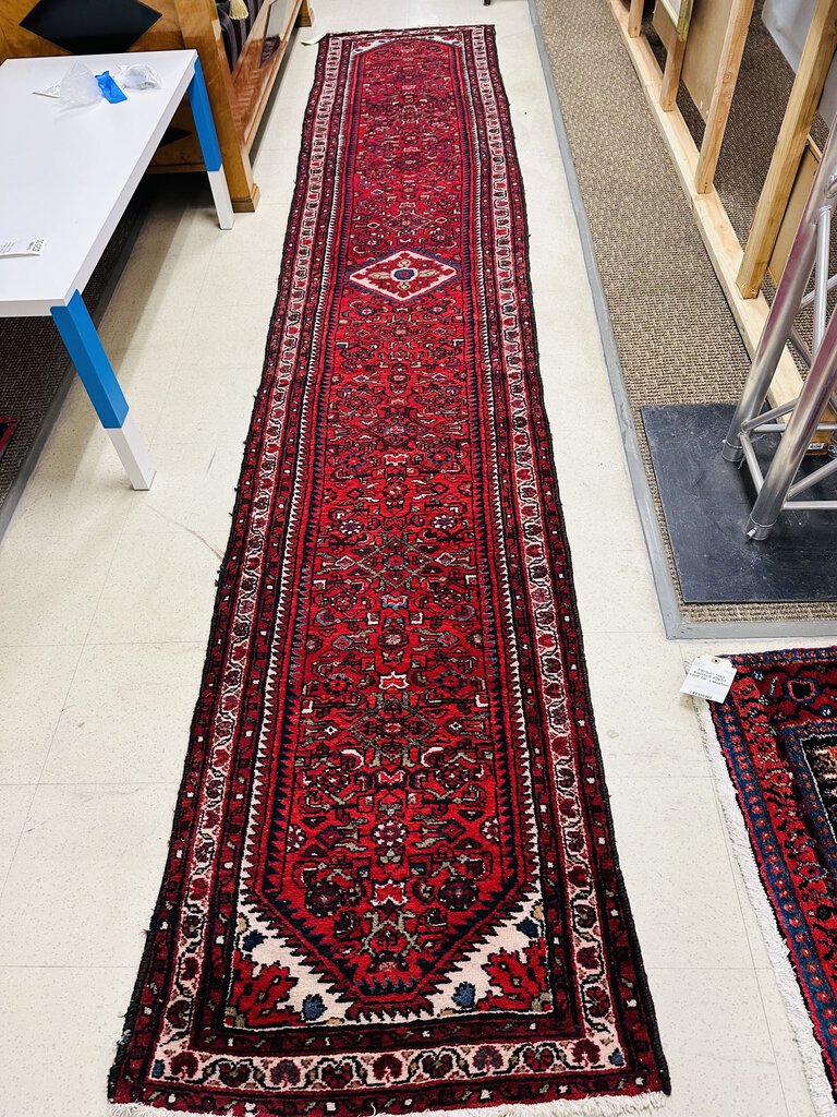 Persian Hamadan Runner Wool On Cotton Rug 31x169