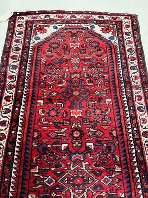 Persian Hamadan Runner Wool On Cotton Rug 31x169