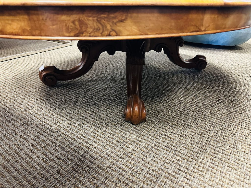 Tilt Top English Inlaid Burlwood Low Table 53x40x15