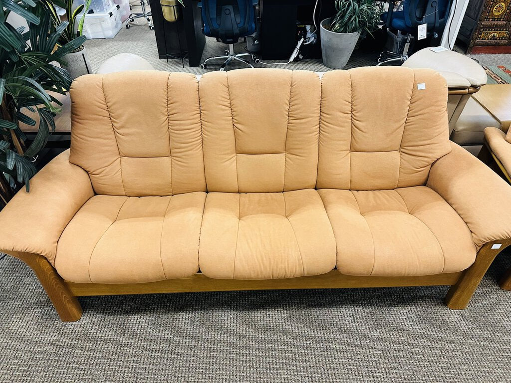 Stressless By Ekornes Oak Fabric Sofa + Chair