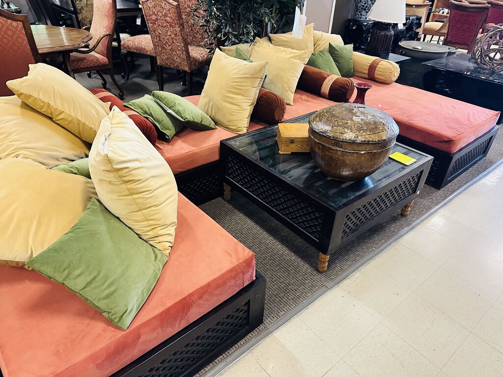 Indian Rajasthan Mango Sectional Sofa + Coffee Table