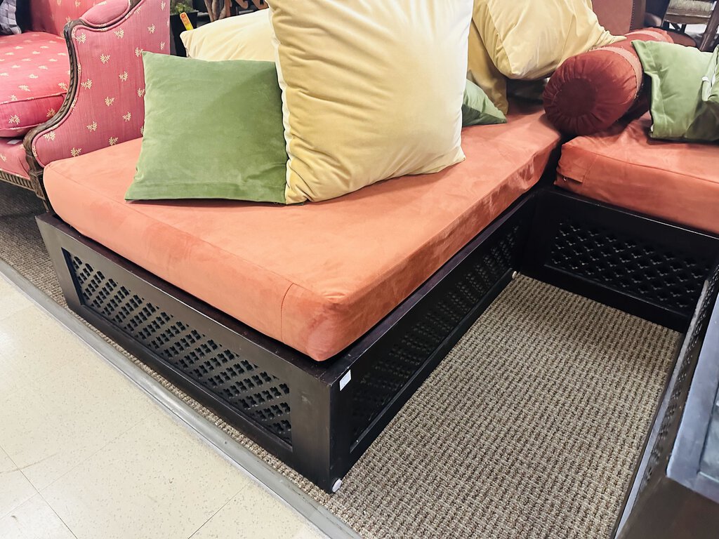 Indian Rajasthan Mango Sectional Sofa + Coffee Table