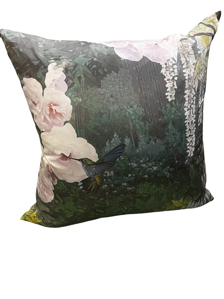 Wisdom & Purity Spring Hummingbird Pillow Italian Silk 22x22