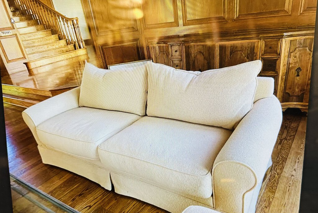 Bone White Down Sofa 90" W