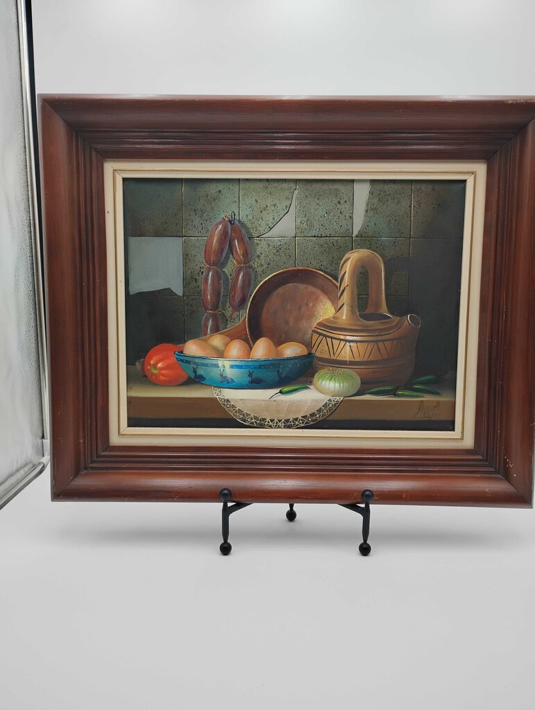 M. Rostan Mexican Still Life Oil on Board 22x18