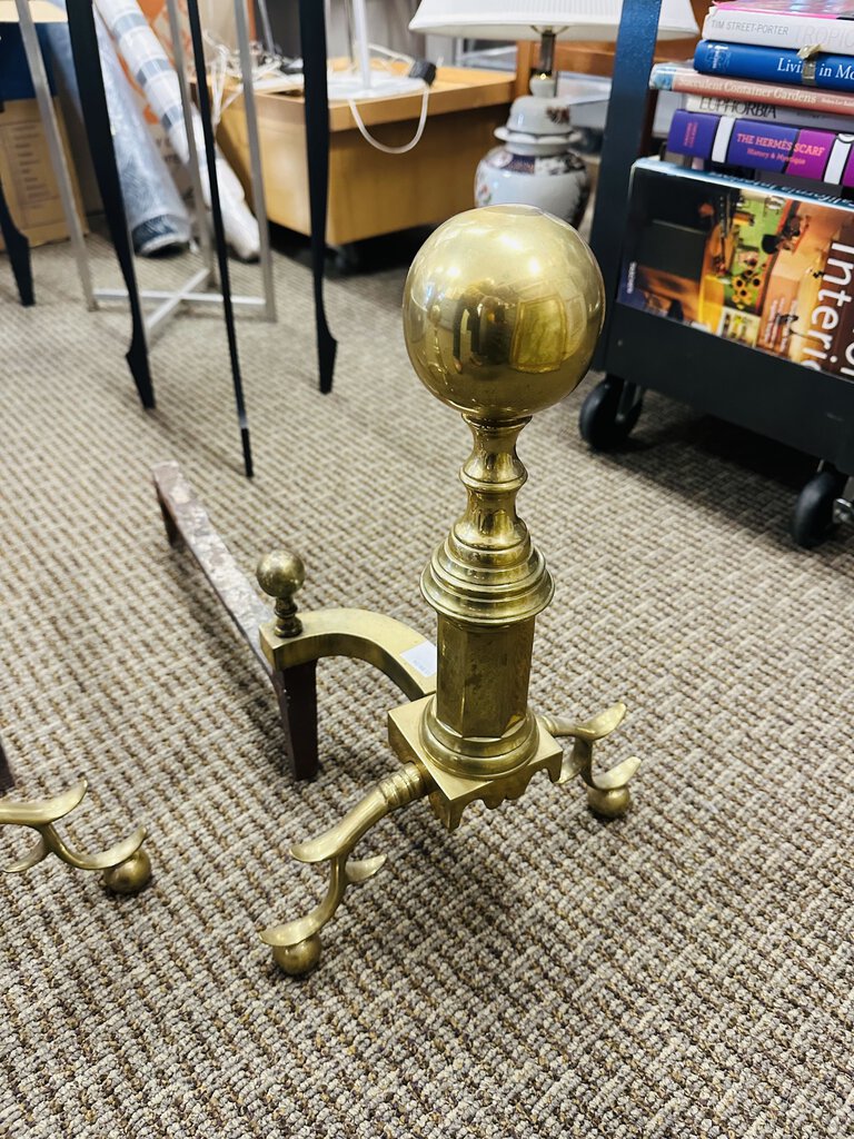 Brass Andirons (pair) 18.5" H