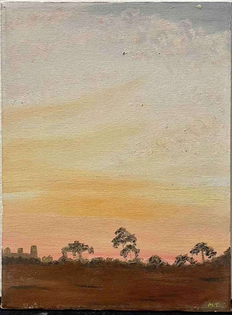 M. Thomas Untitled Sun Set Mission Oil on Canvas