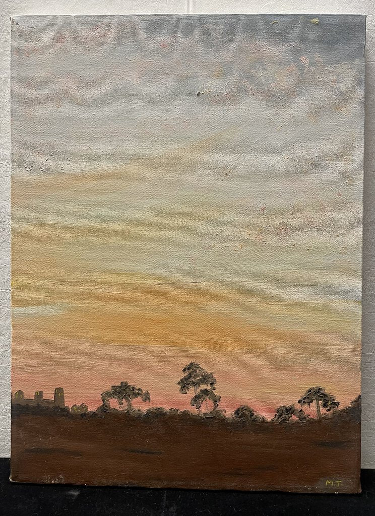 M. Thomas Untitled Sun Set Mission Oil on Canvas