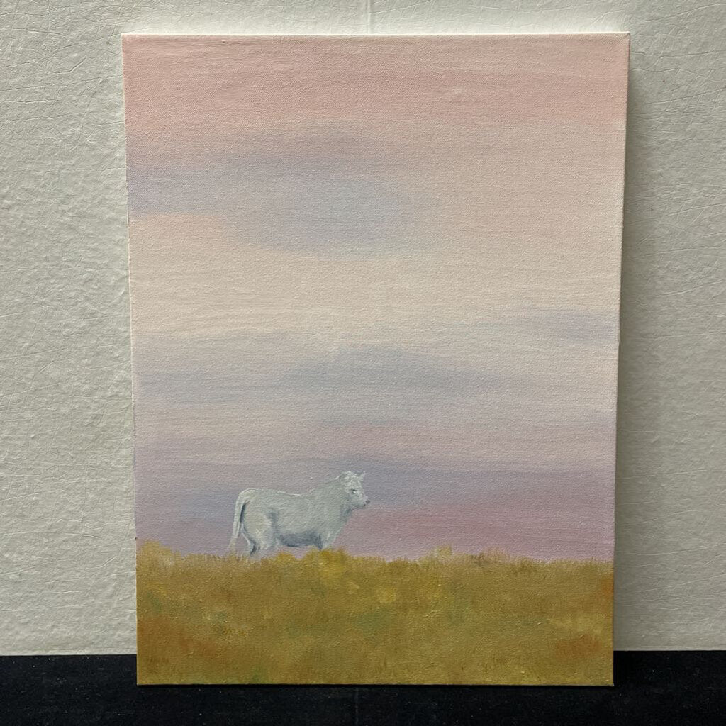 M. Thomas Untitled Cow in Pasture Oil on Canvas