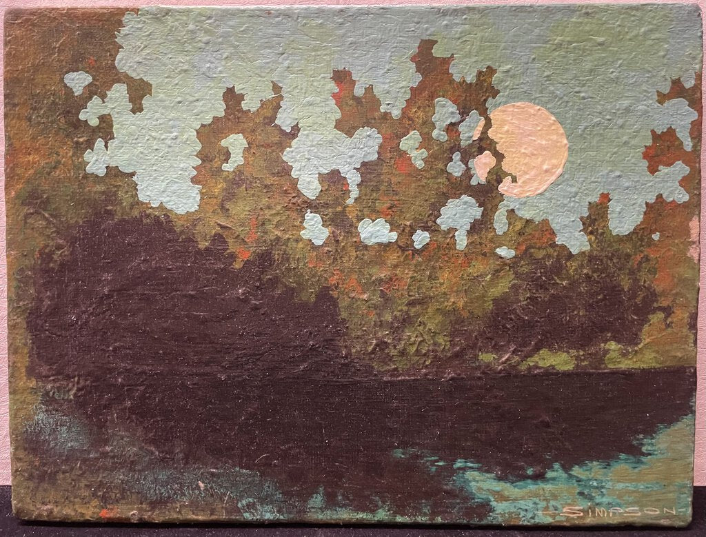 Simpson Untitled Full Moon Acrylic on Canvas Signed