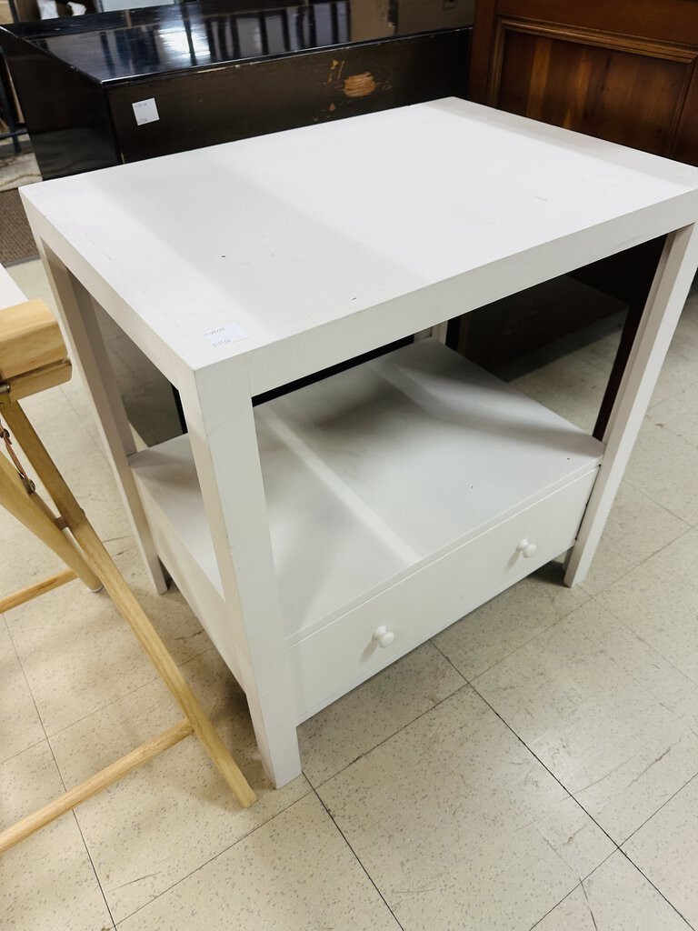 White Single Drawer Bedside Table 27x19x29