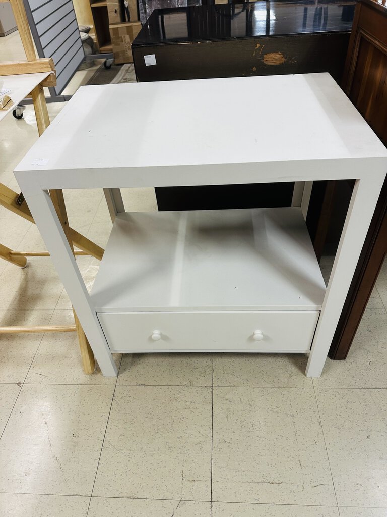 White Single Drawer Bedside Table 27x19x29