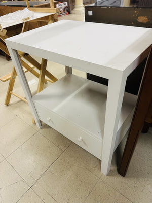 White Single Drawer Bedside Table 27x19x29