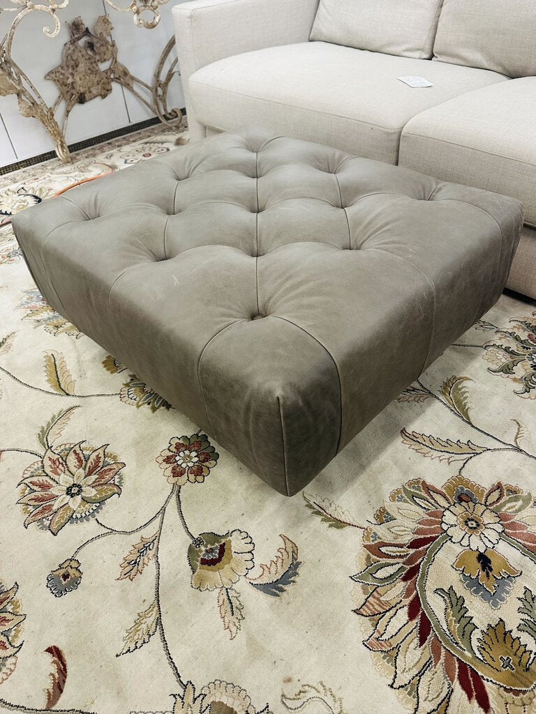 Leather Tufted Ottoman 29x33x16