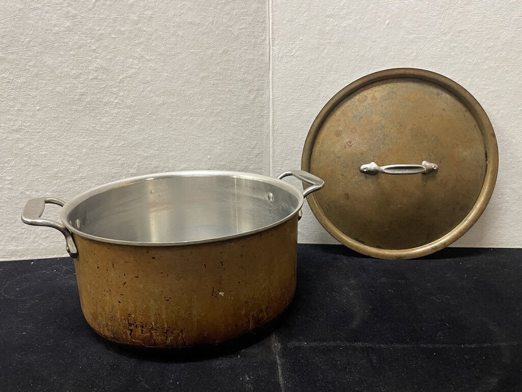 Vintage All Clad Copper 8qt Lidded Stock Pot