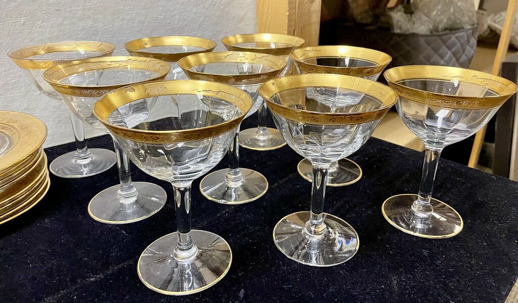 Tiffin Franciscan Style Gold Encrusted Glassware (25pcs)