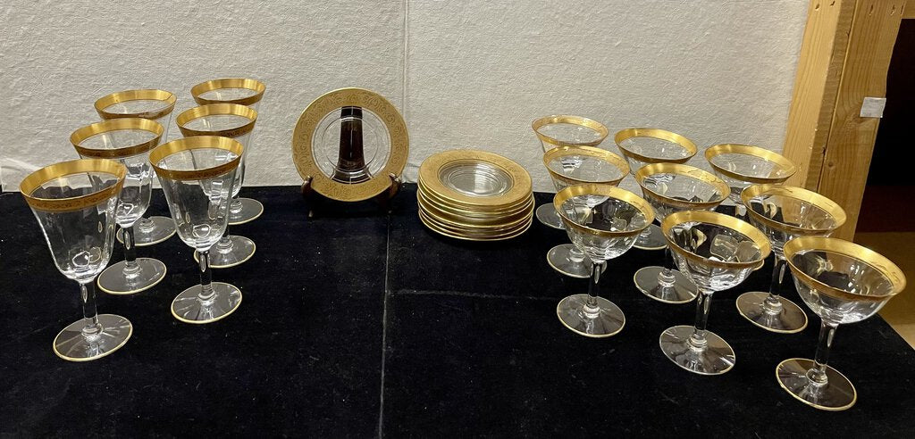 Tiffin Franciscan Style Gold Encrusted Glassware (25pcs)